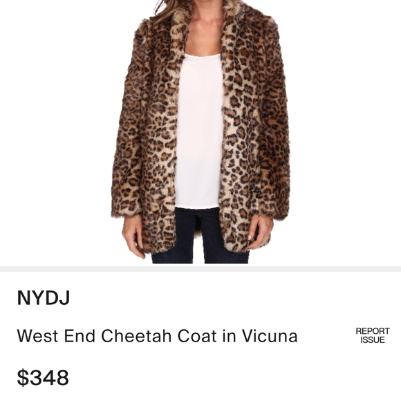$348 NWT ☆ NYDJ ☆ West End Coat Vicuna CHEETAH Faux Fur Jacket Winter Large - Picture 2 of 7